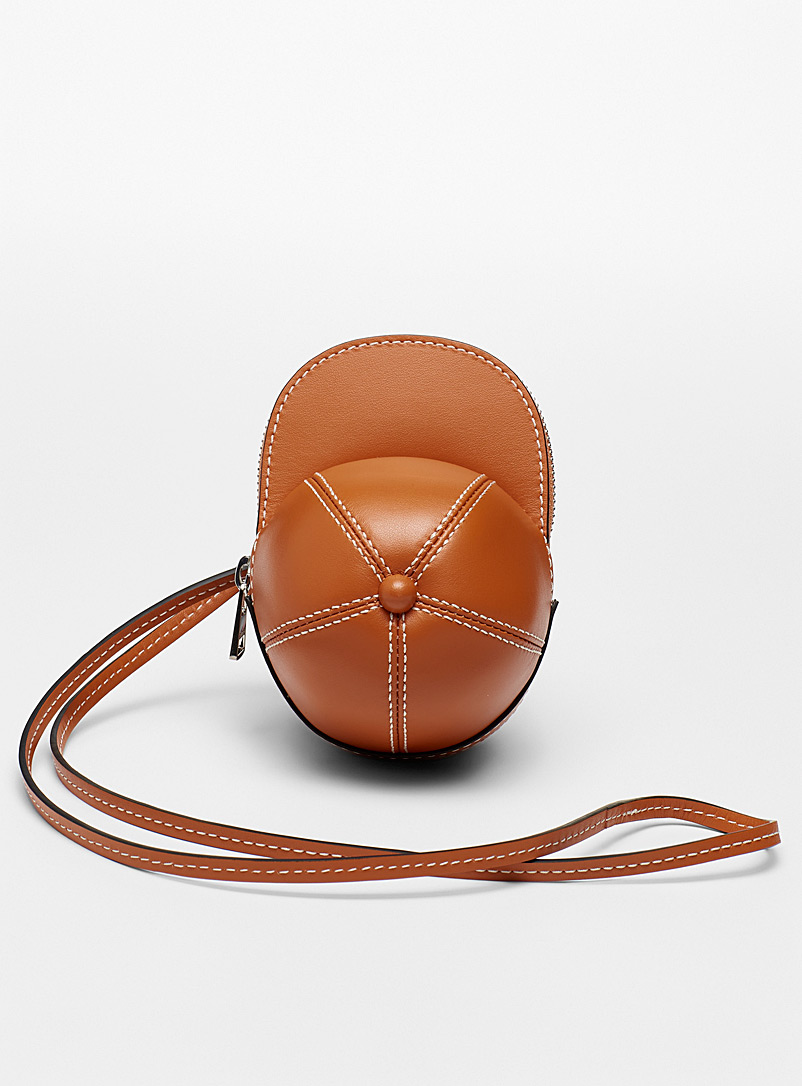 JW Anderson Brown The Nano leather cap bag for men