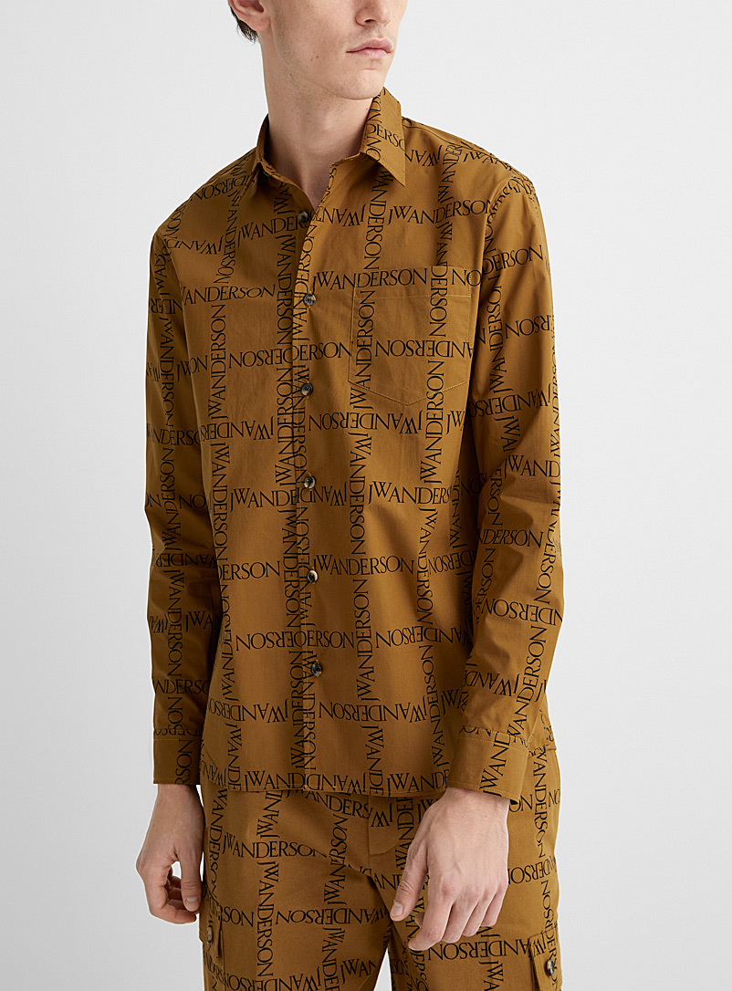 JW Anderson Brown Logo checkered pattern shirt for men