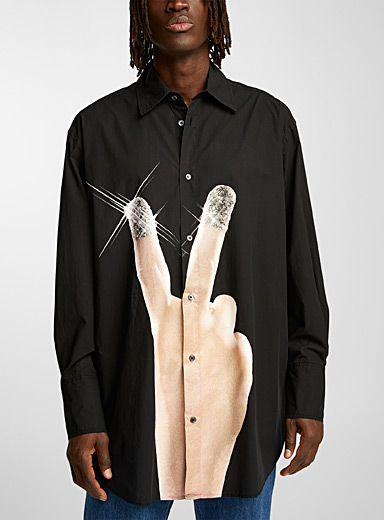 JW Anderson: La chemise ample doigts disco Noir pour homme