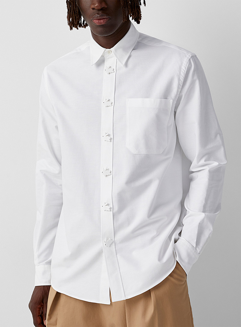 JW Anderson: La chemise oxford boutons lapins Blanc pour homme
