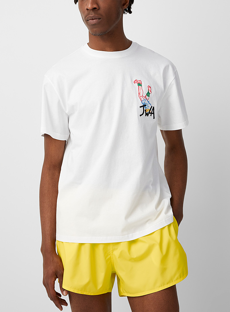 JW Anderson White Rugby legs embroidered T-shirt for men