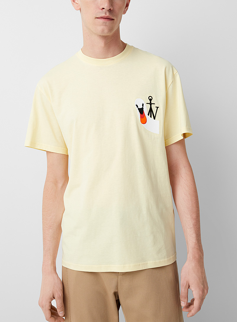 JW Anderson Medium Yellow Swan crest T-shirt for men