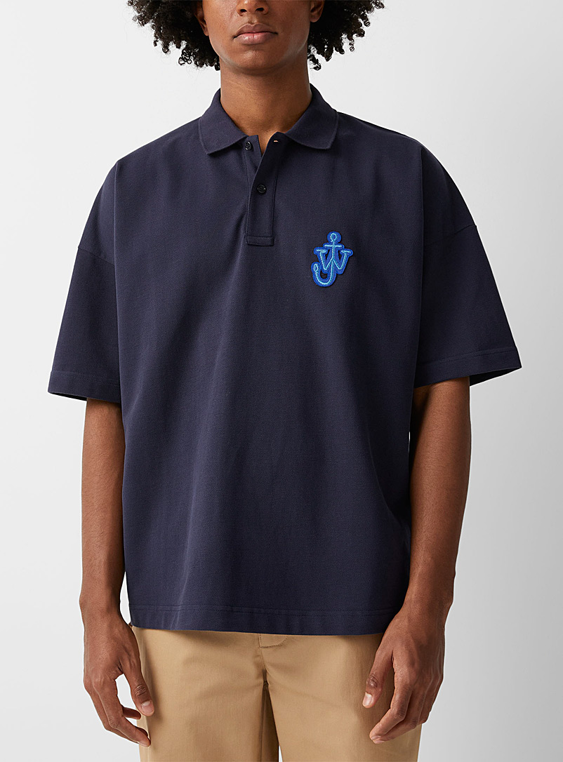 JW Anderson Marine Blue Signature anchor crest polo for men