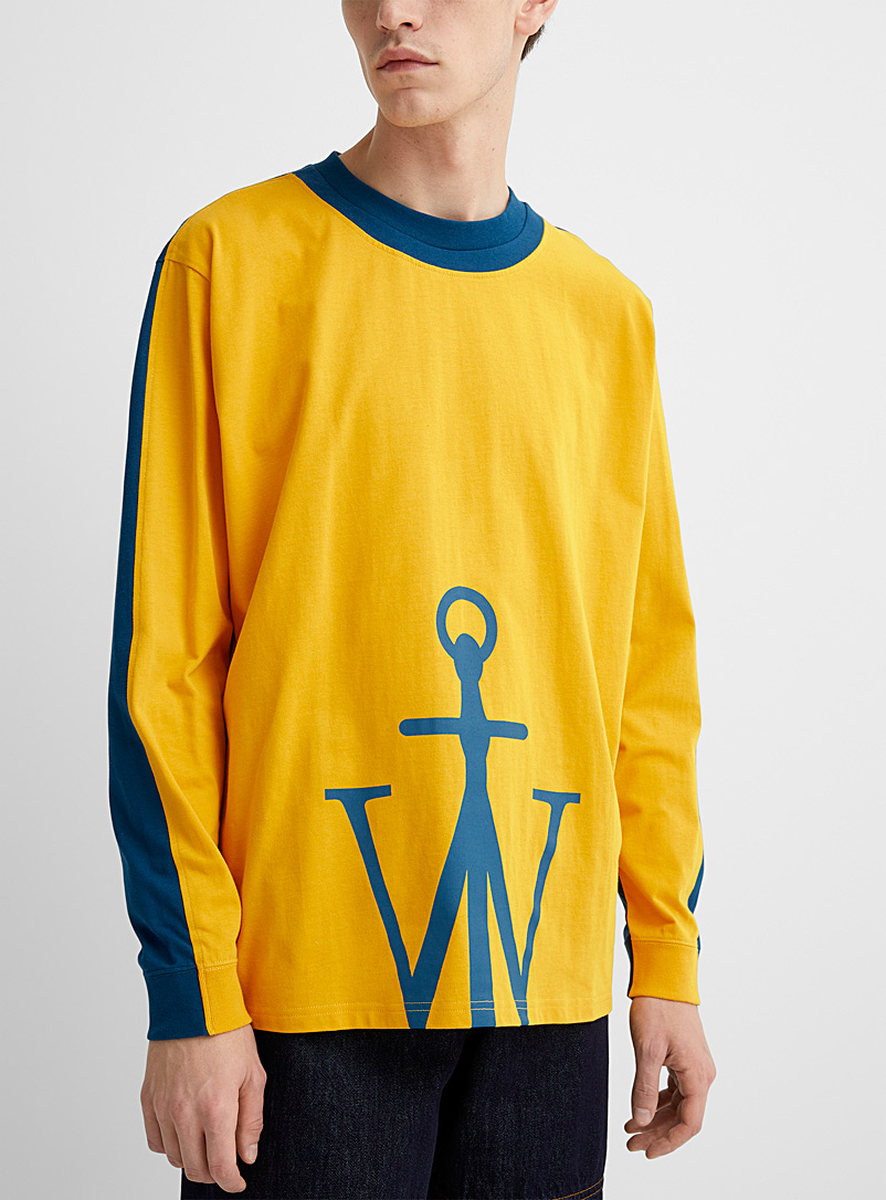 JW Anderson Medium Yellow Two-tone logo T-shirt for men