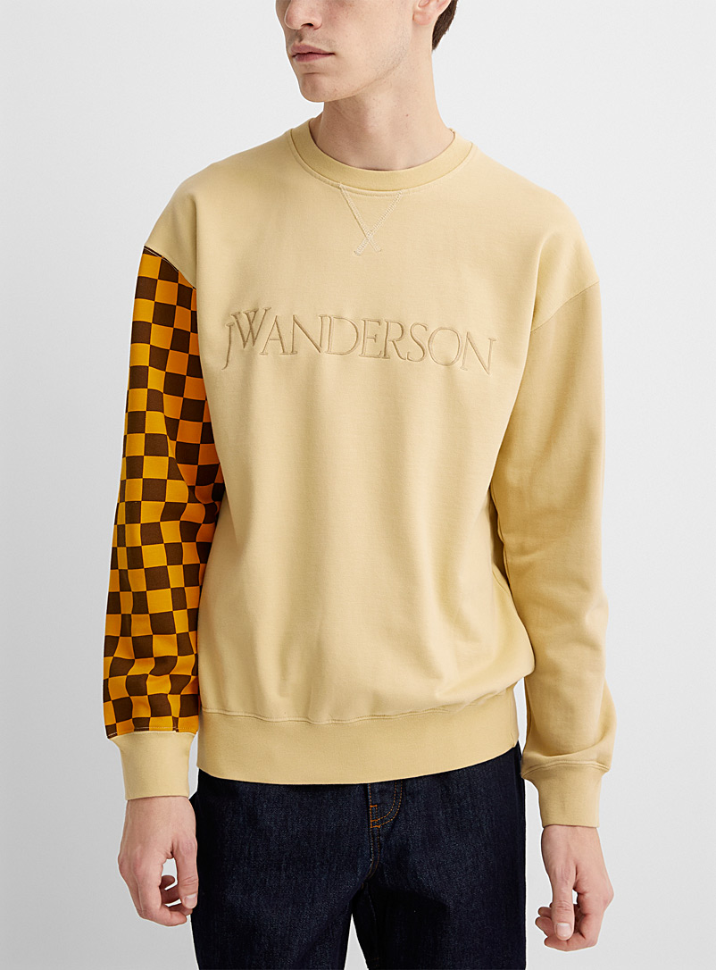 JW Anderson Sand Colourful checkered sleeve sweatshirt for men