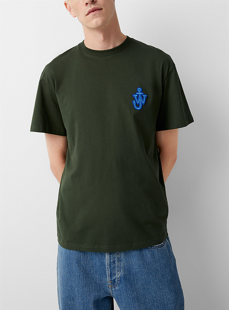 JW Anderson Green Signature anchor crest T-shirt for men