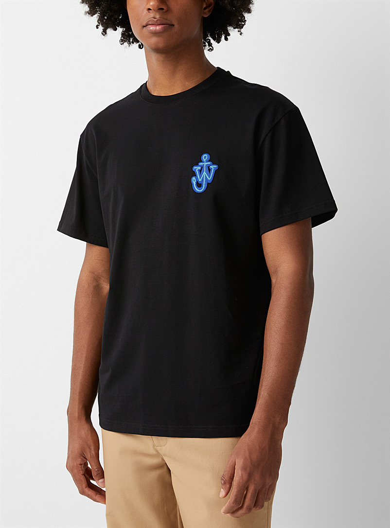 JW Anderson Black Signature anchor crest T-shirt for men