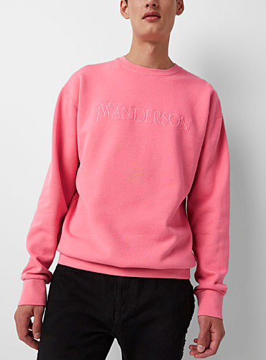 JW Anderson Pink Embroidered signature pink sweatshirt for men