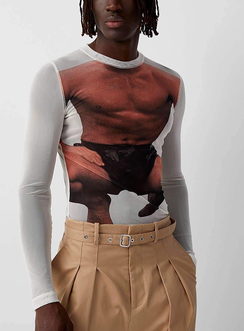 JW Anderson White Photo illustration mesh T-shirt for men