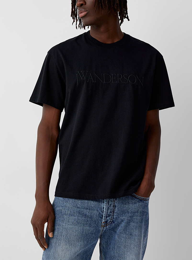 JW Anderson Black Embroidered logo T-shirt for men