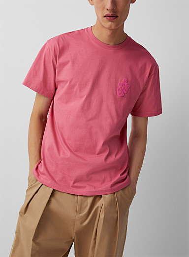JW Anderson Pink Signature anchor patch pink T-shirt for men