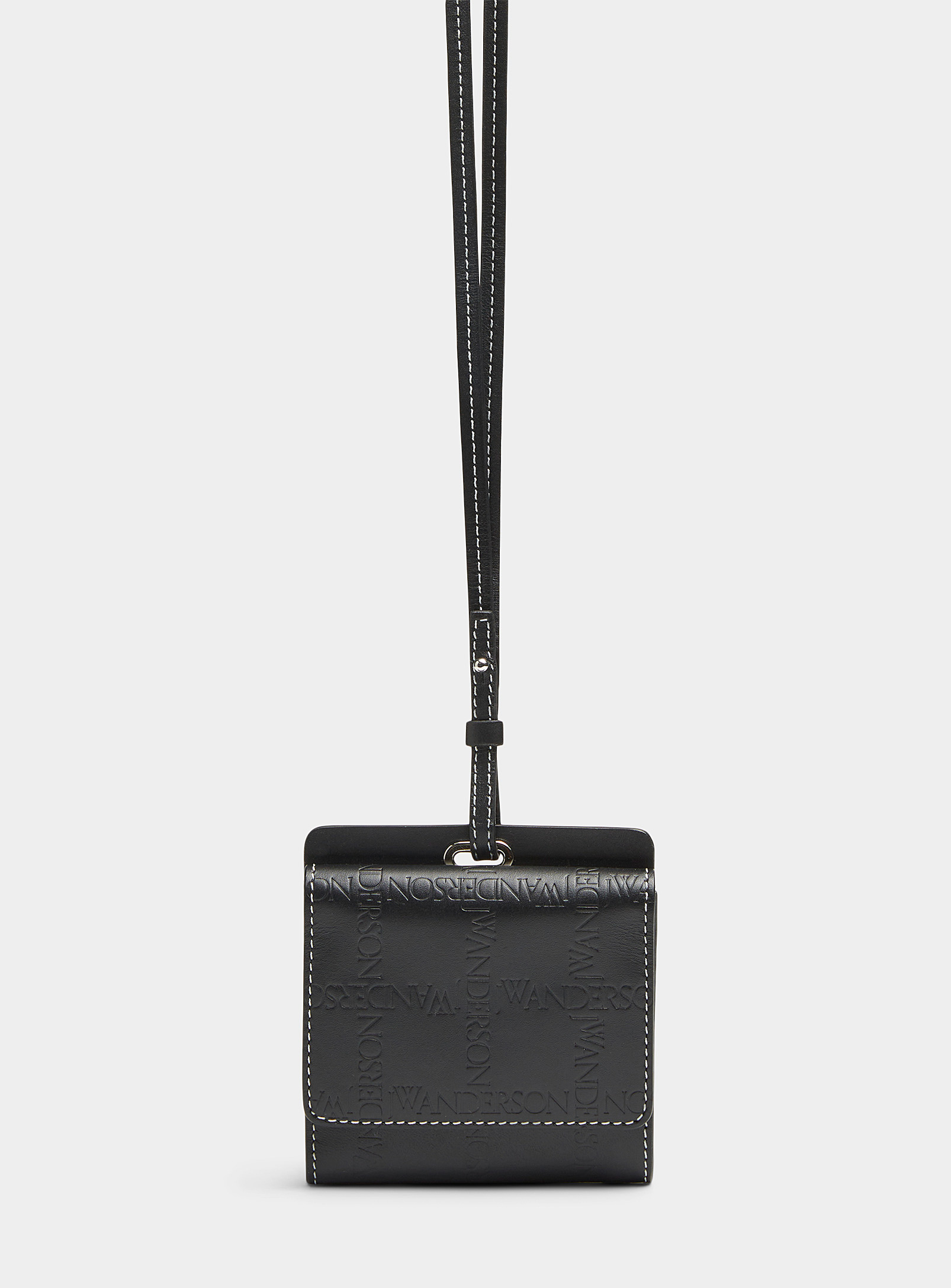 Jw Anderson Grid Wallet With Strap In Black