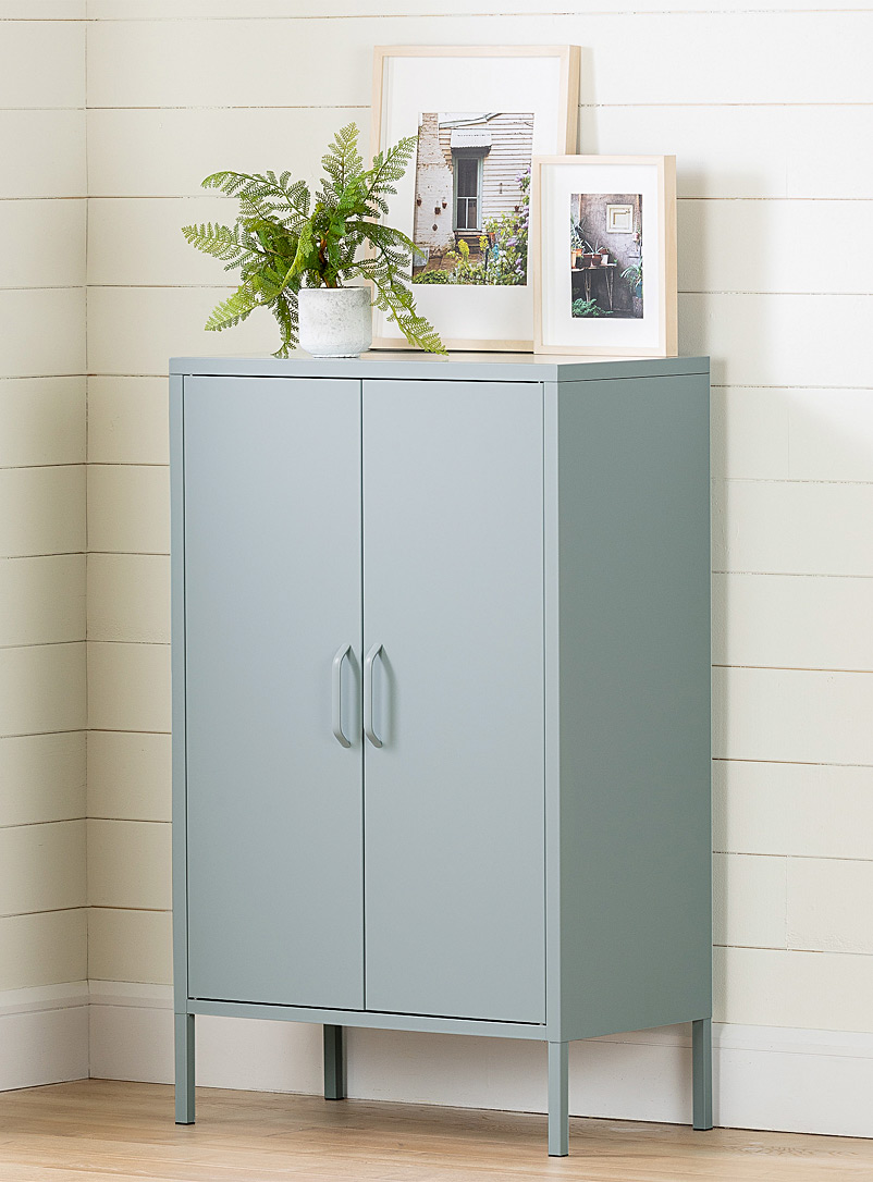 South Shore Blue All metal Crea footed cabinet