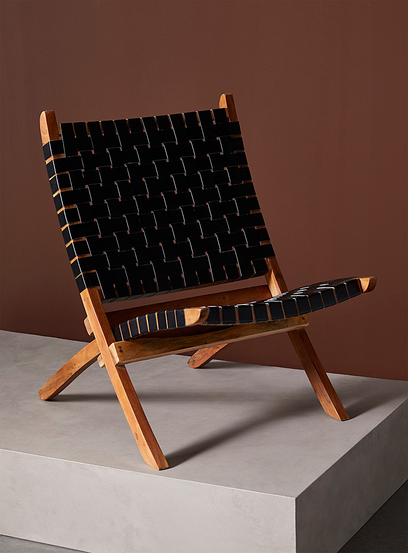 South Shore Black Braided dark leather Balka lounge chair