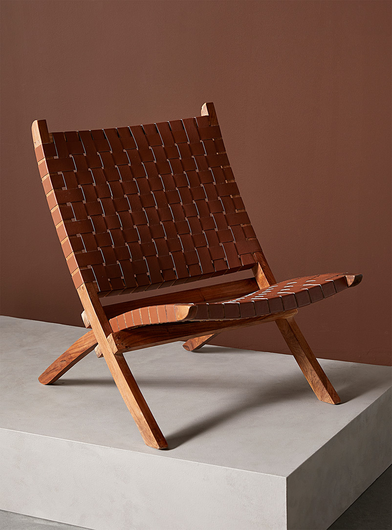 South Shore Brown Braided dark leather Balka lounge chair