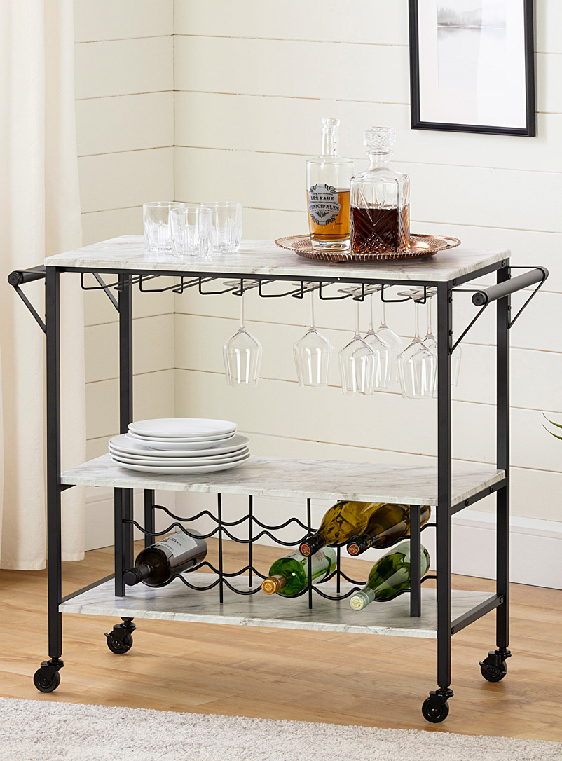 South Shore Assorted Faux-marble Maliza bar cart