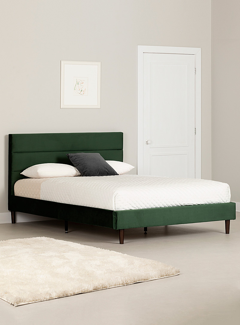 South Shore Kelly Green Maliza padded bed frame 2-piece set Suitable for a queen-size mattress