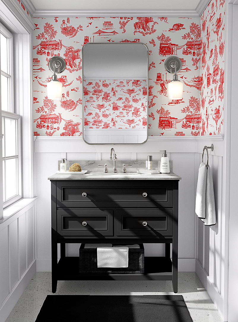 Walls of Ivy Assorted red Montreal Toile silkscreened wallpaper