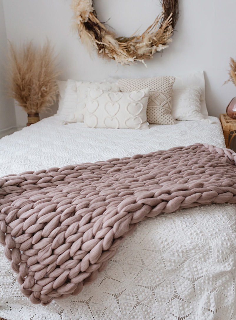 PrairieKnots Blush Luxurious merino knit throw See available sizes