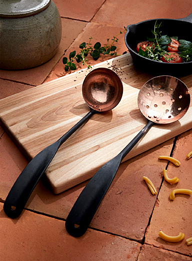 Steel and copper ladle and skimmer duo