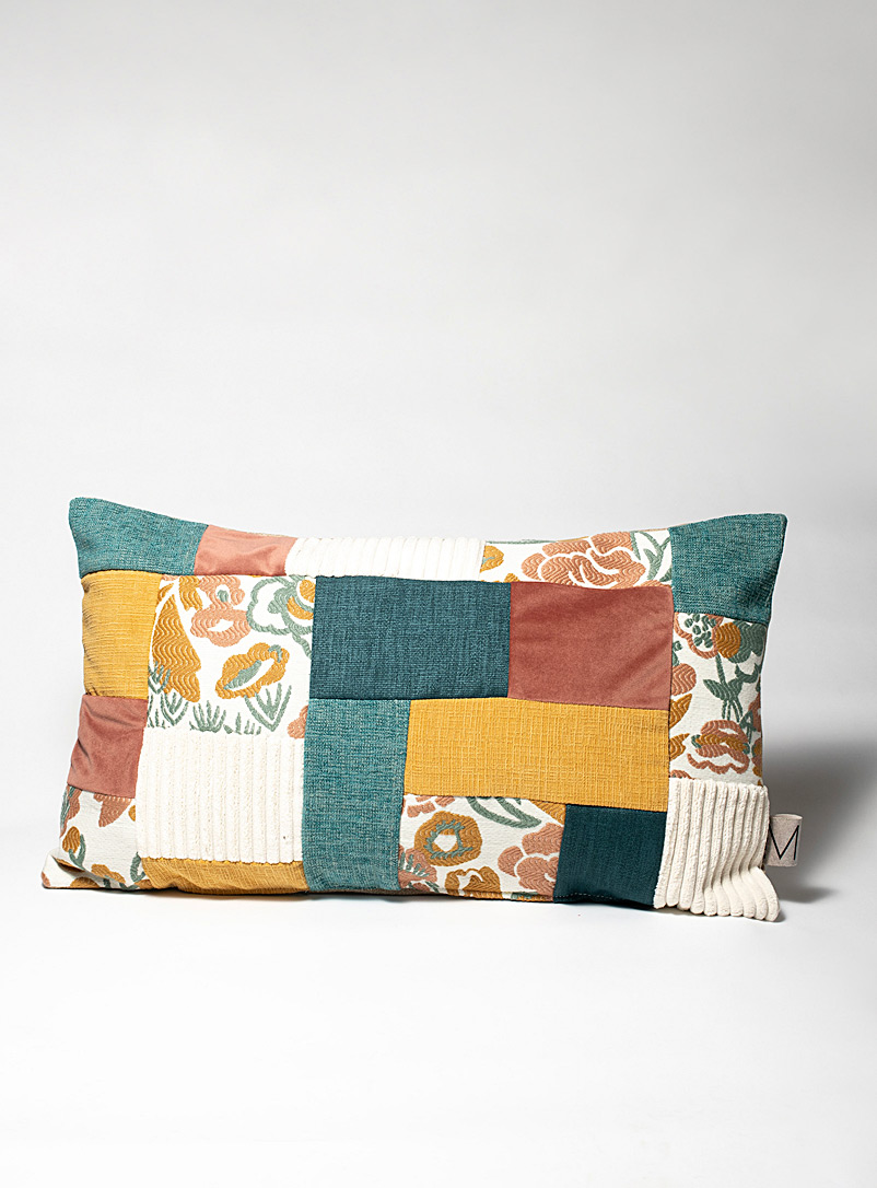 MoMa.studio Assorted Folk recycled patchwork cushion 35.5 x 61 cm