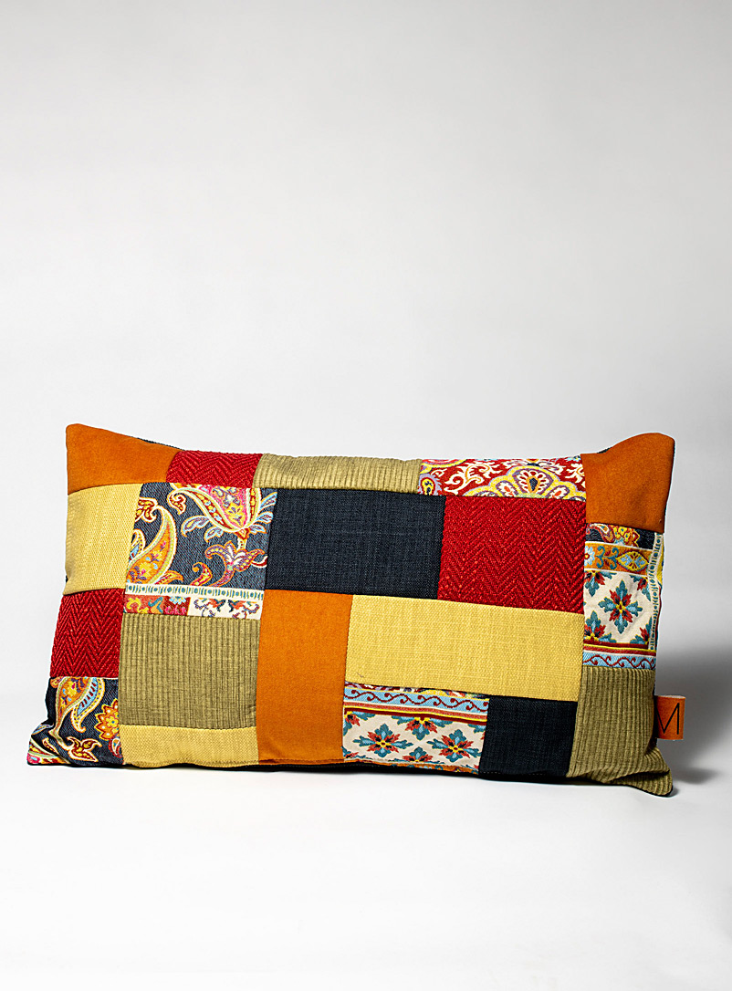 MoMa.studio Assorted Katmandou recycled patchwork cushion 35.5 x 61 cm