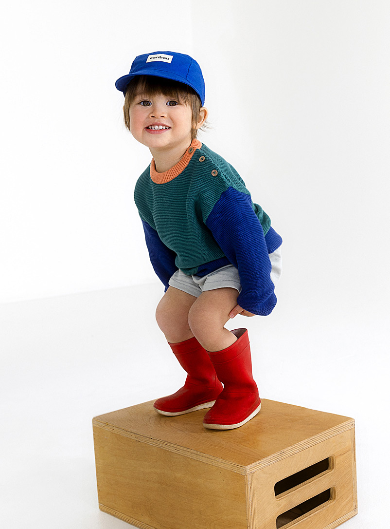 Studio Caribou: La casquette en lin colorée Enfant Bleu moyen-ardoise