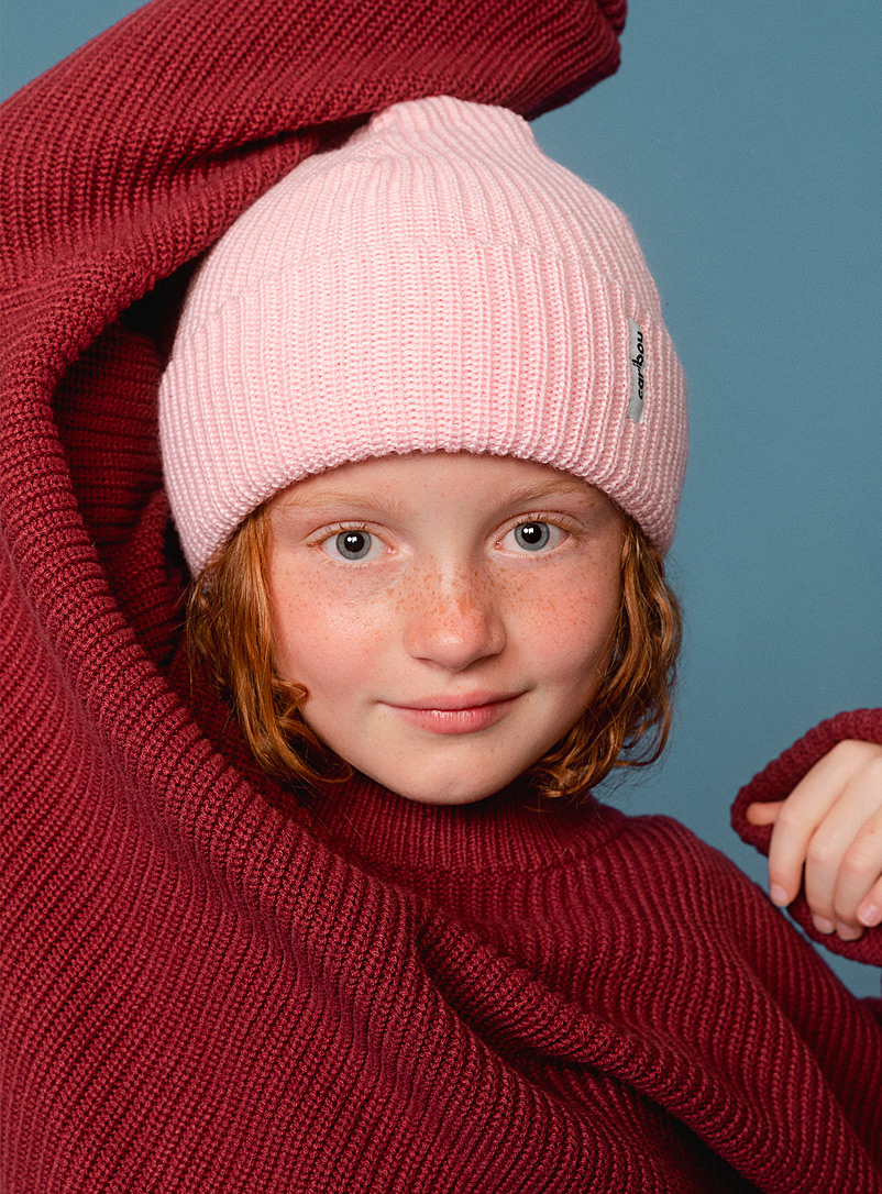 Studio Caribou Pink Pure merino wool fisherman's tuque Youth and adult