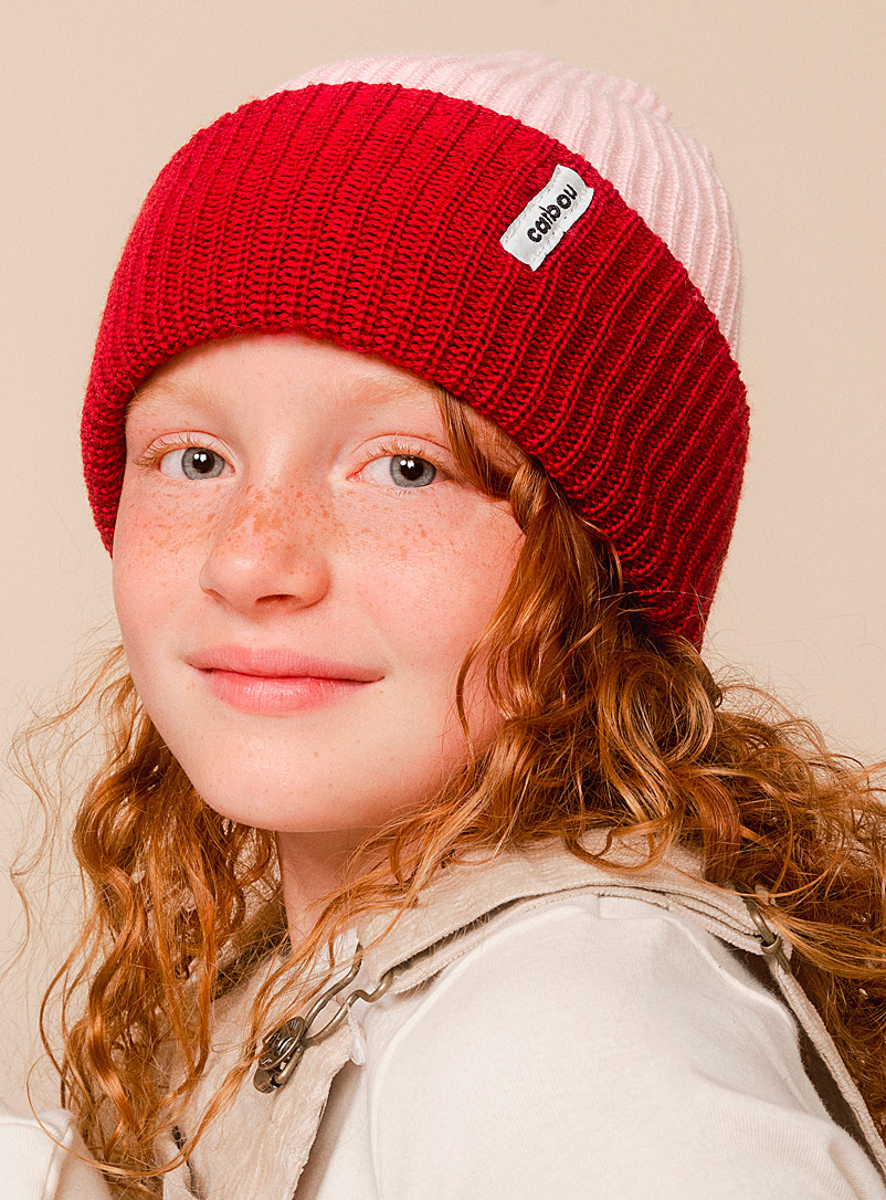Studio Caribou Patterned Red Pure merino wool fisherman's tuque Youth and adult