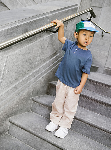 Pure linen colour blocks cap Kids