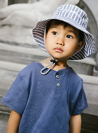 Pure linen striped bucket hat Kids