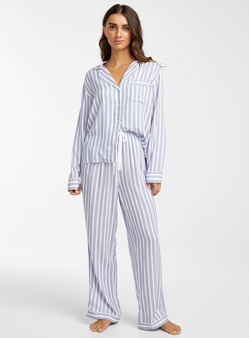 Rails Patterned Blue Clara blue stripe pyjama set for women