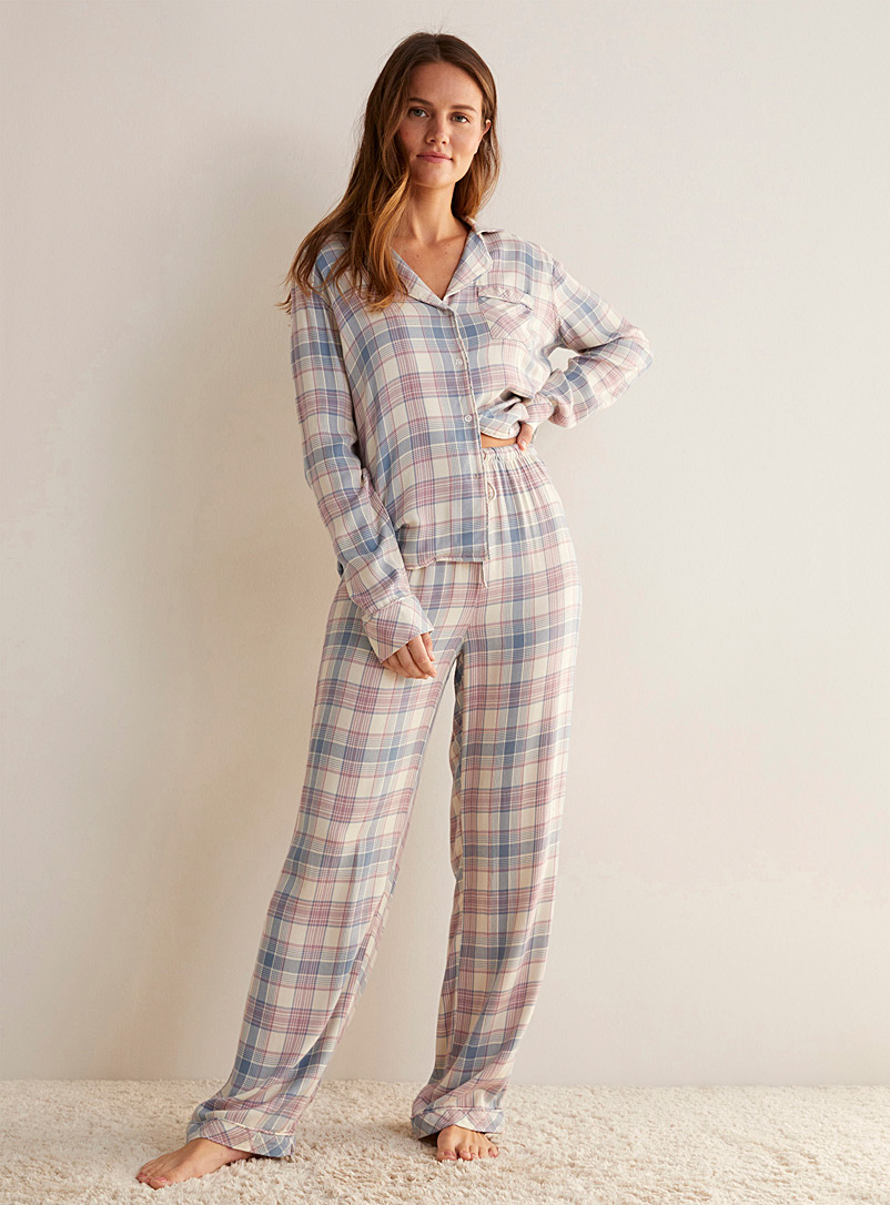 Rails Ivory White Clara pastel checkers pyjama set for women