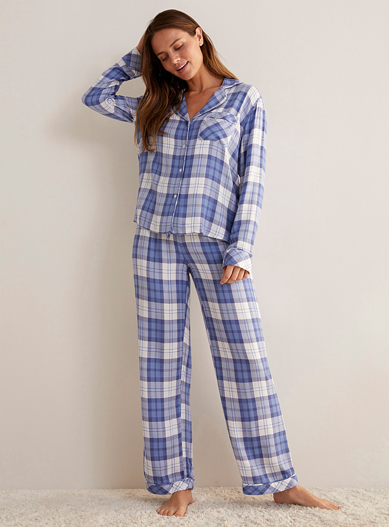 Rails Patterned Blue Clara bluish checkers pyjama set for women