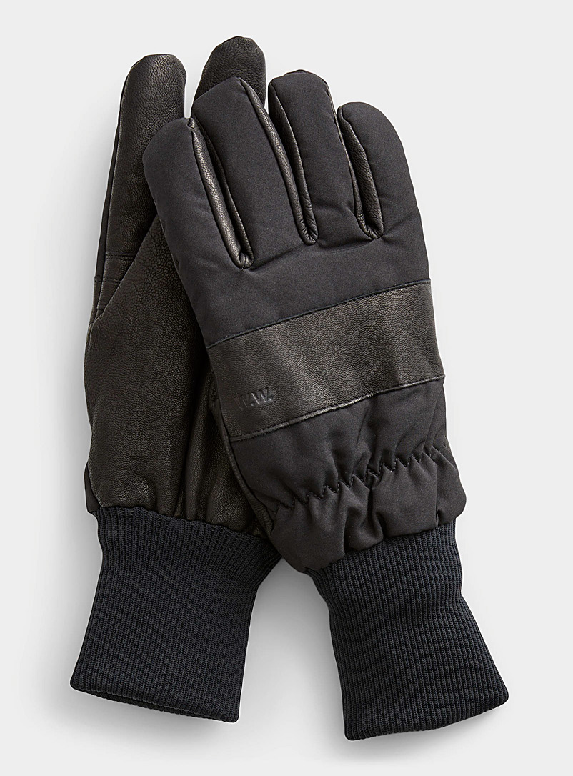 Wood Wood Black Kamir technical leather gloves for men
