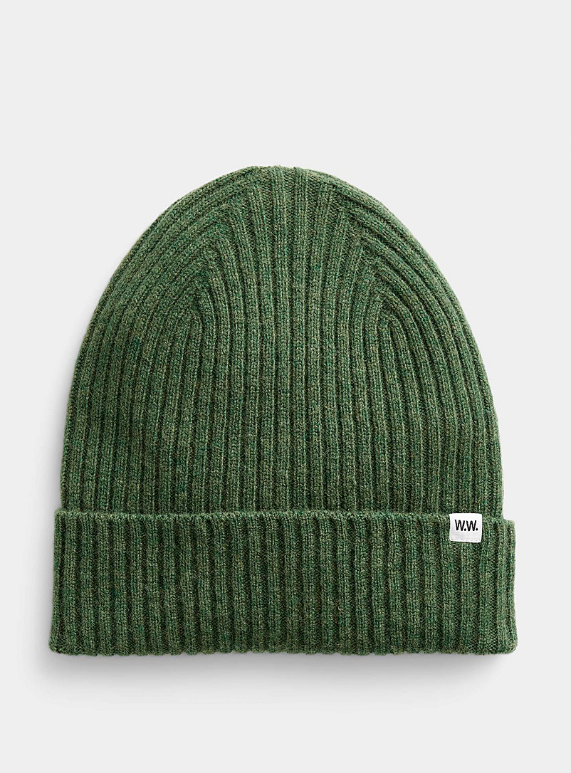 Wood Wood Green Lambswool ribbed tuque for men
