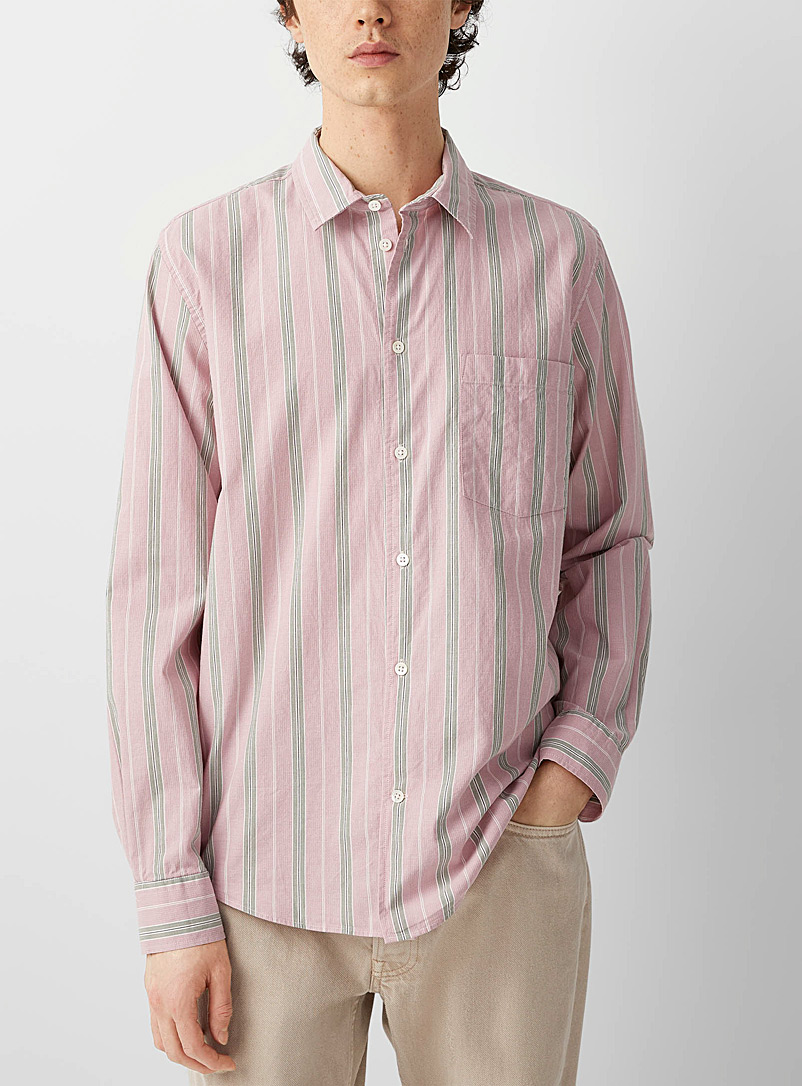 Wood Wood Pink Timothy striped poplin shirt for men