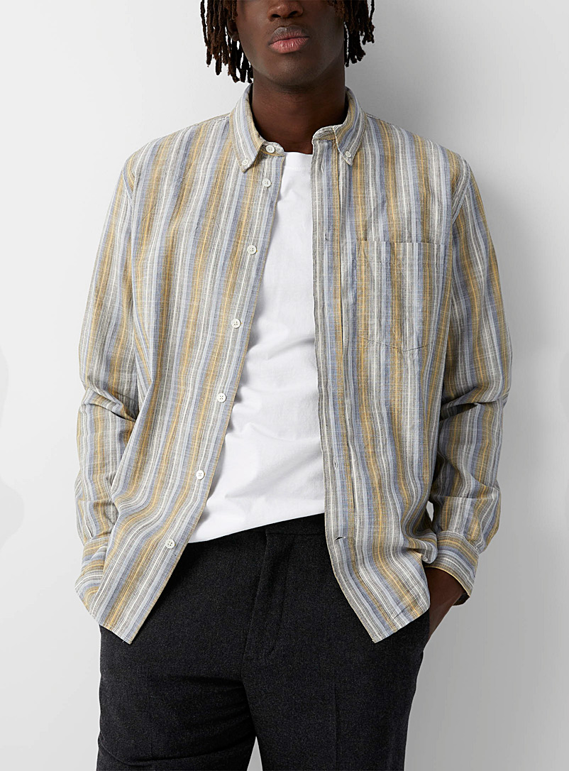Wood Wood Patterned Yellow Andrew ombré stripes shirt for men