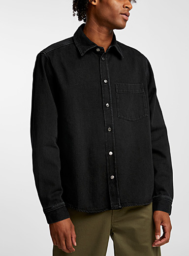 Wood Wood Black Zaman black denim shirt for men