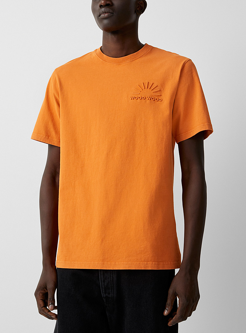 Wood Wood Orange Sami embossed logo orange T-shirt for men
