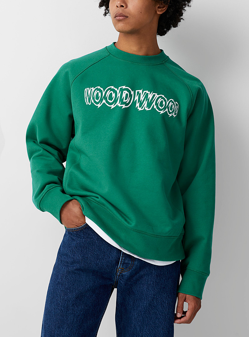 Wood Wood Green Bobby partial signature sweatshirt for men