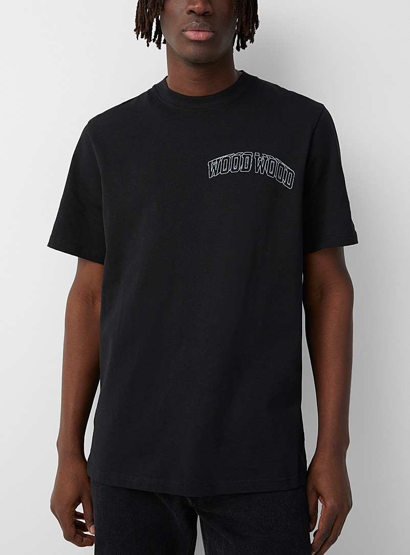 Wood Wood Black Varsity logo T-shirt for men