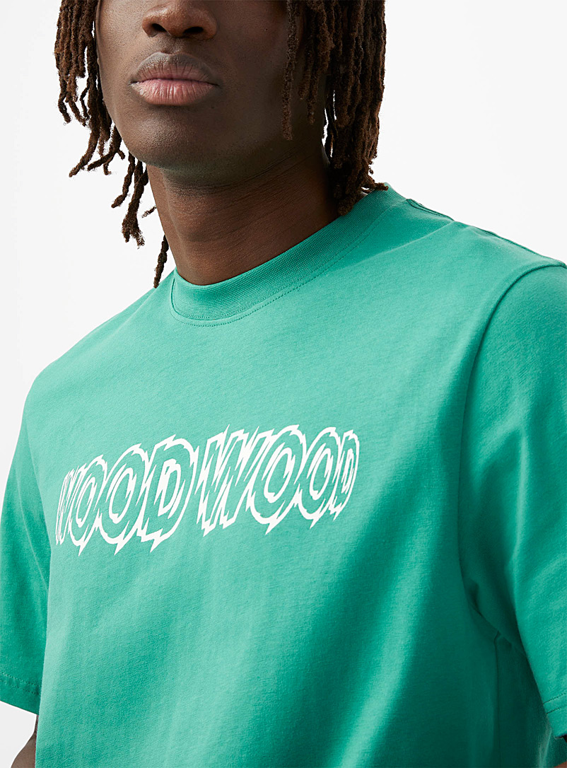 Wood Wood: Le t-shirt Bobby signature fragmentée Vert pour homme