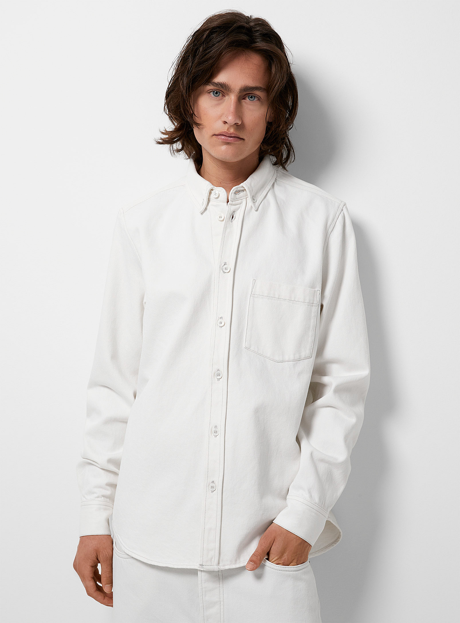 Shop Wood Wood Ansel Denim Shirt In White