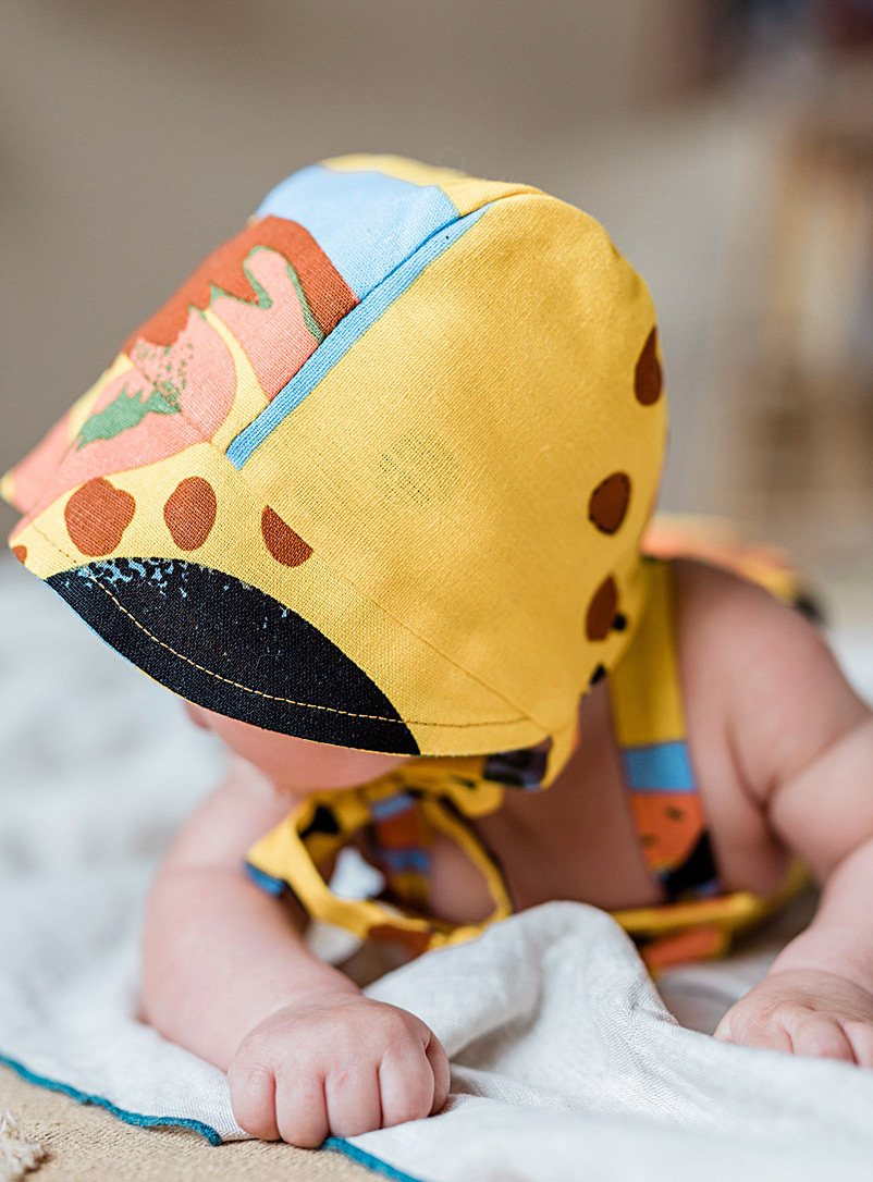 Petits Genoux Multicoloured Print Lightweight cotton bonnet Kids