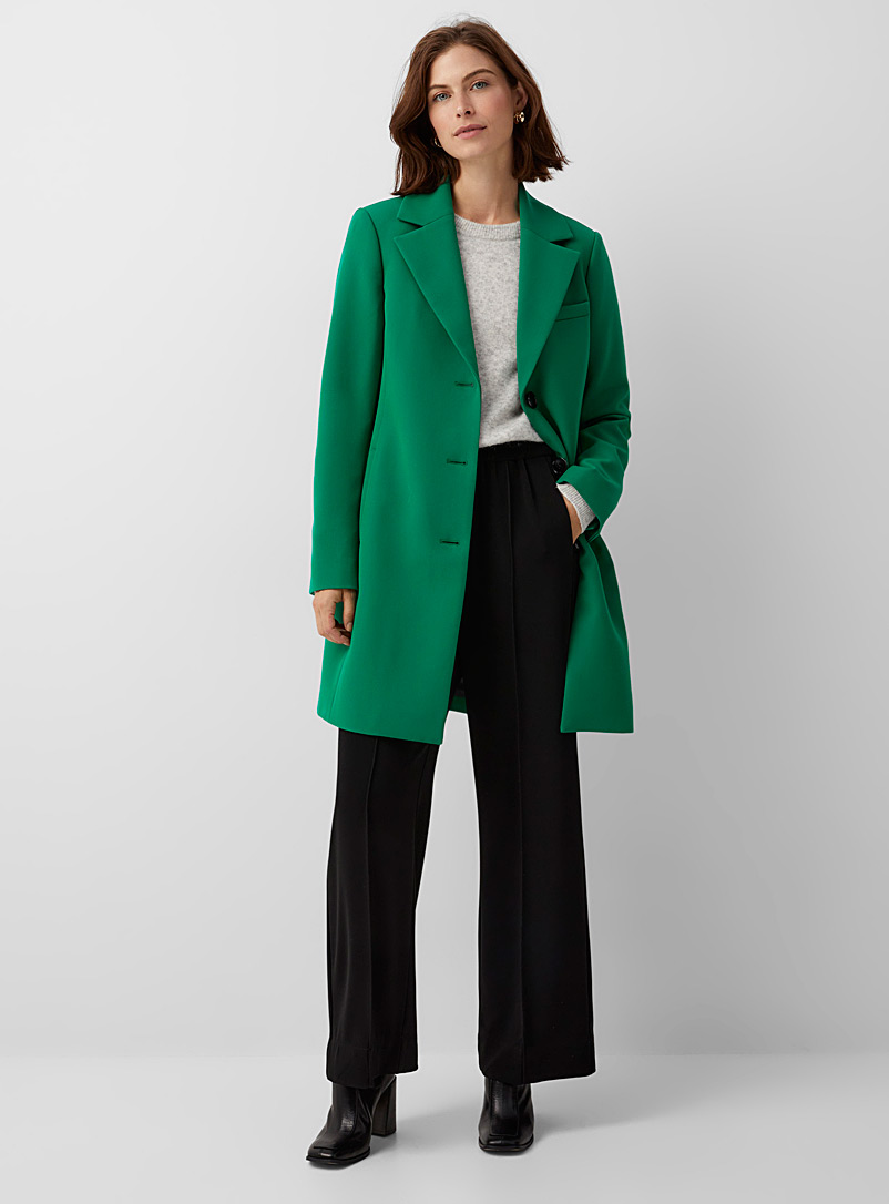 Contemporaine Green Three-button minimalist overcoat for women