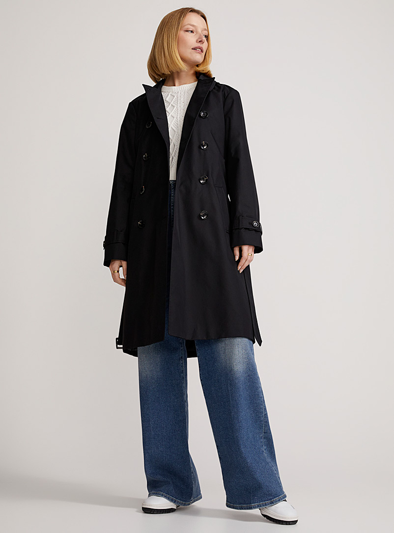 Contemporaine Black Belted double-breasted trench coat for women