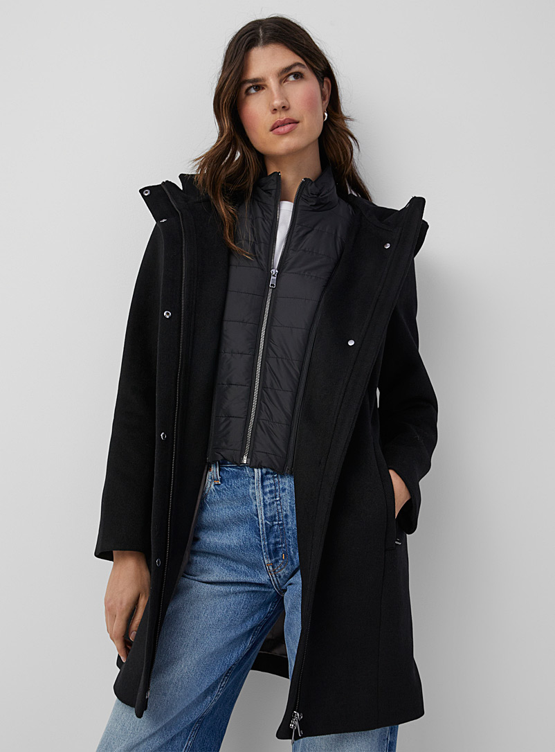 Hooded recycled wool coat, Contemporaine