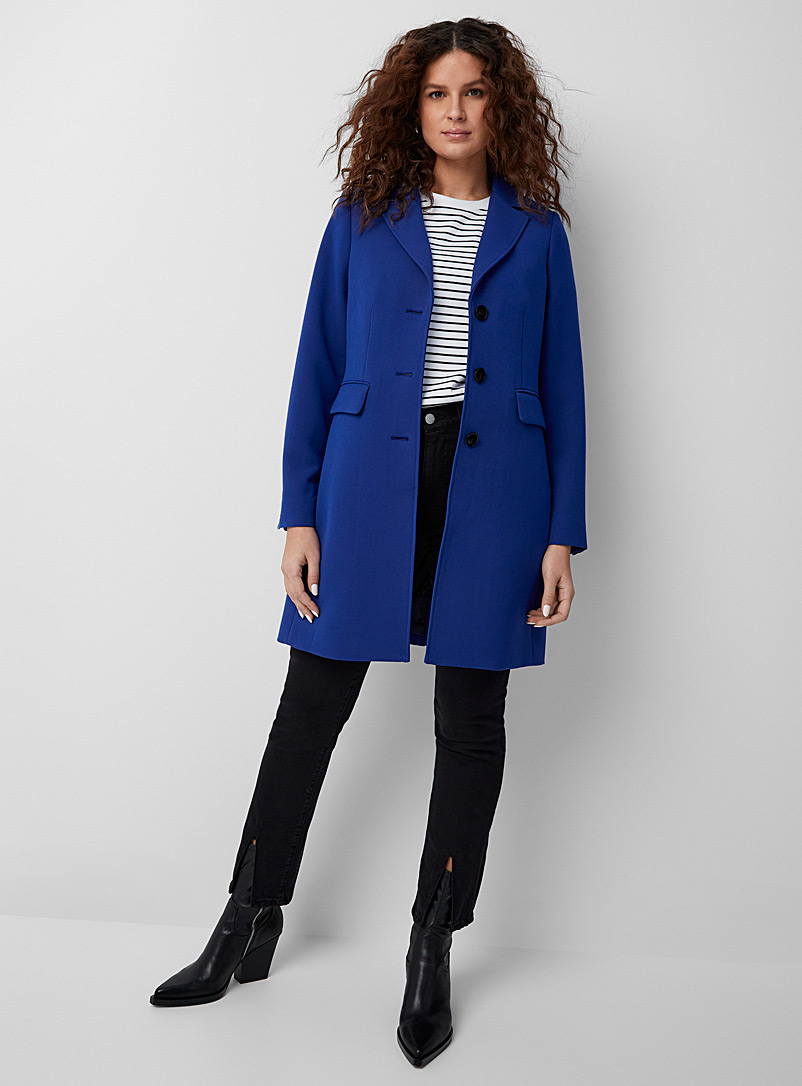 Contemporaine Blue Three-button minimalist overcoat for women