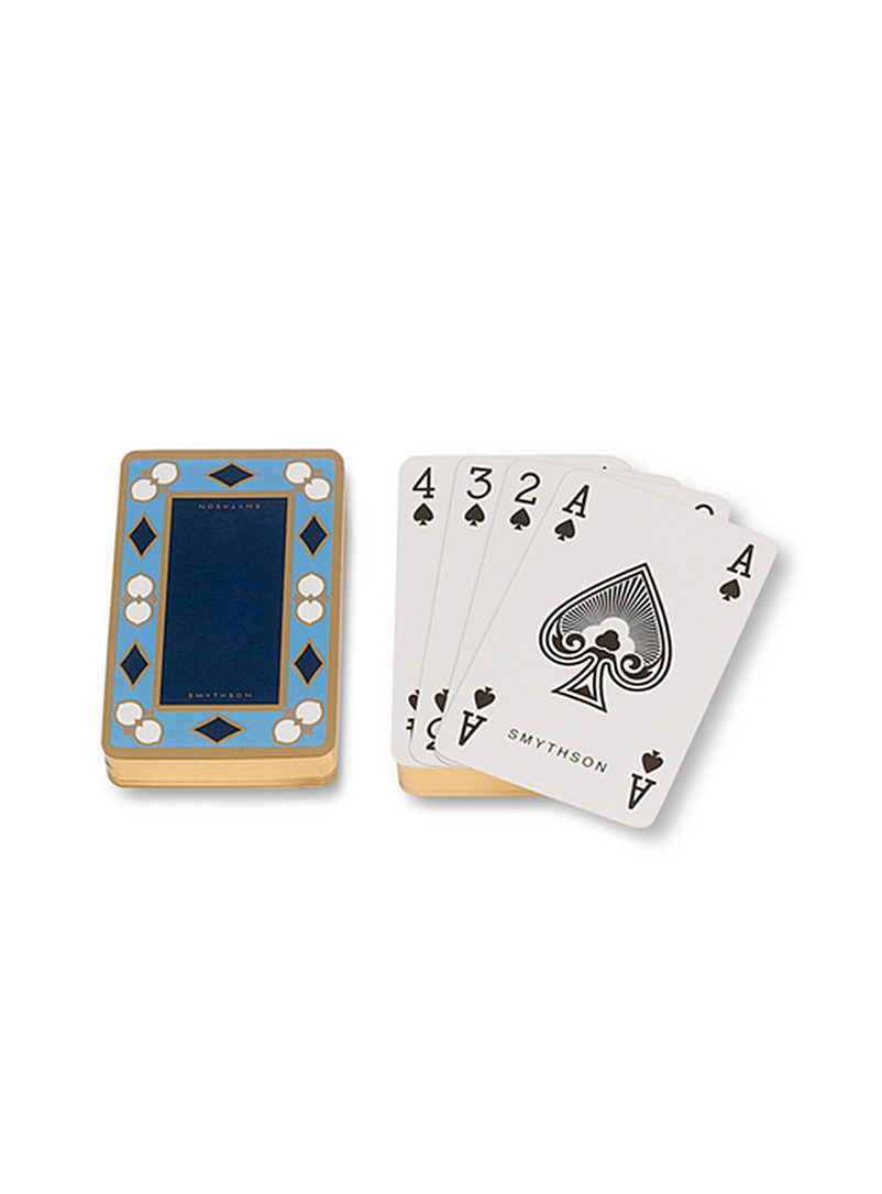 Smythson Blue Golden contour playing cards Set of 2 for men